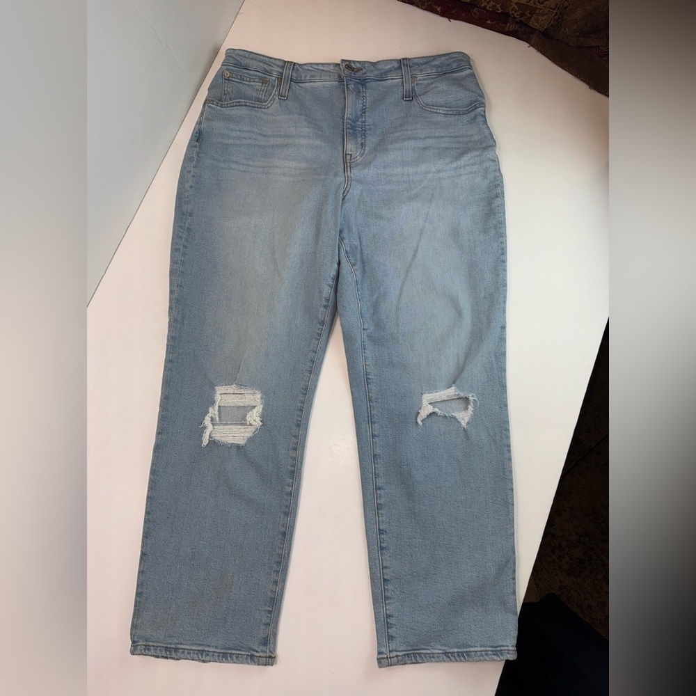 NWT Madewell Curvy Perfect Vintage Straight Jean Danby Wash: Knee-Rip Size 33P - Picture 7 of 17